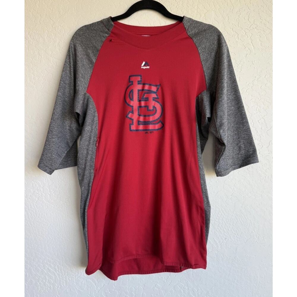 ST. LOUIS CARDINALS Baseball MAJESTIC Therma Base Training MEDIUM Shirt